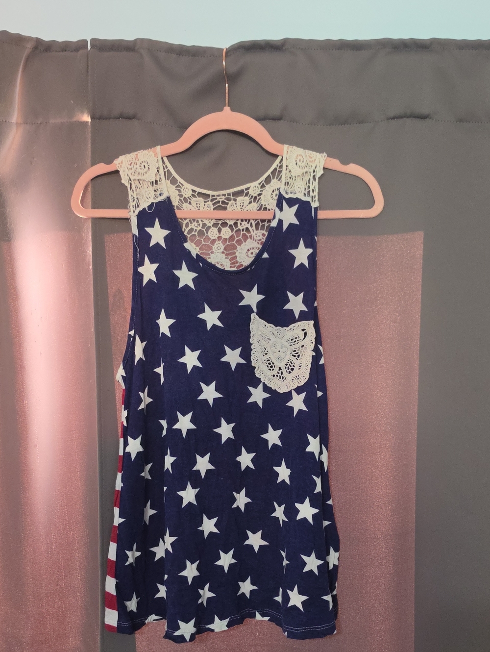 Women's Americana Star Print Lace Tank